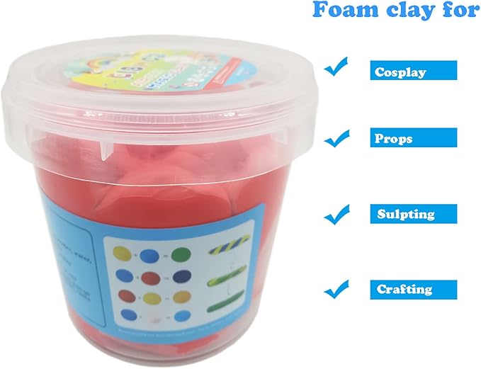 Air Dry Modeling Clay 10.5 oz Ultra Light Soft Magic Clay DIY Moulding Dough Primary Colors for Adults Kids Art Craft Kit Red