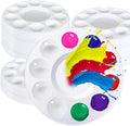 40Pcs Paint Tray Palettes,Plastic Paint Pallets,Round Paint Pallet for Kid & Students,White Paint Palette with 10 Wells for Art Class,DIY Craft,School Project,Painting Party