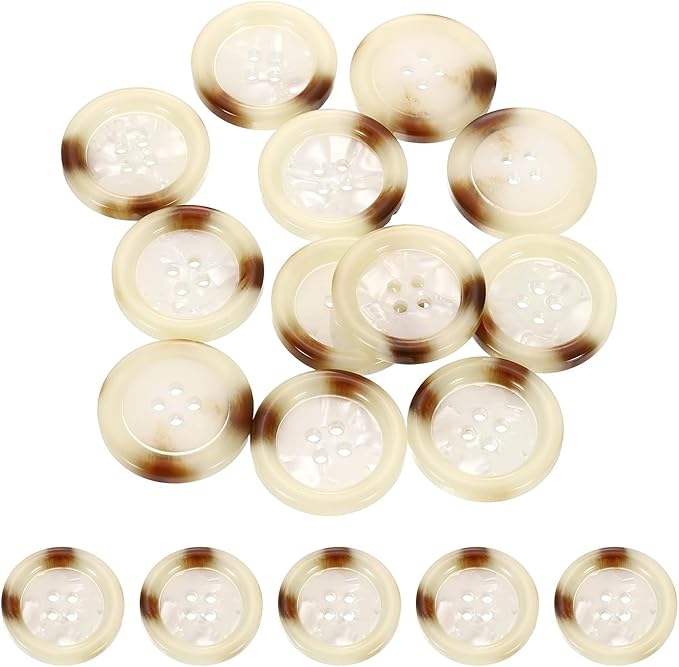 HARFINGTON 24pcs Sewing Button 28mm (1-1/8") 4 Holes Resin Round Buttons Craft Sewing Accessories for Clothing DIY Crafts Decoration, White