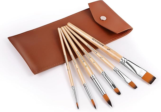 Travel Watercolor Brushes for Artists Set of 6 Paint Brushes for Watercolors & Versatile in Gouache, Oil - Premium Art & Travel Kit