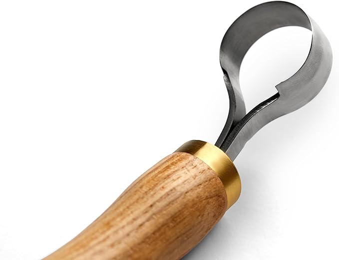 Scorp Knife | Round Carving Tool for Spoons, Bowls, and Cups | Spoon Bowl Carving Tools | for Beginners | Oak Wood Handle with Carbon Steel Blade (Angled Full Scorp)