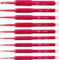 Ergonomic Crochet Hooks Set,Silicone Crochet Hook Knititng Needles for Arthritic Hands Premium Soft Grip Crochet Handles for Crocheting Yarn Craft Projects(2.0mm-6mm,Red)