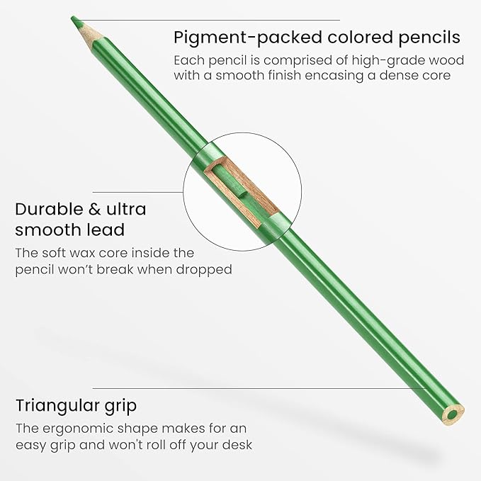 ARTEZA Scented Colored Pencils for Kids, 24 Triangle Pre-Sharpened Non-Toxic Smelly Pencils, for School Drawing, Arts & Crafts