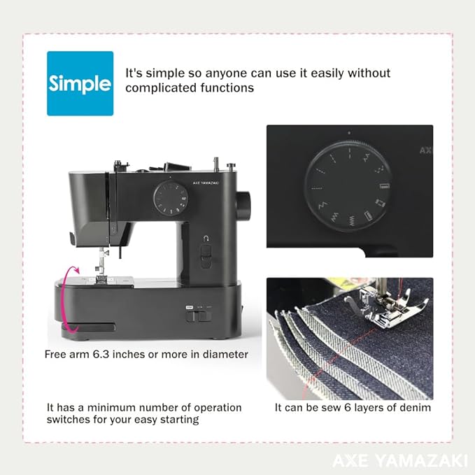 AXE YAMAZAKI sewing machines MM-10 | Portable & Super Lightweight Light Duty Sewing machine For Beginners,Designed in JAPAN,Foot Pedal, Mini sewing machine,Great for Beginners,