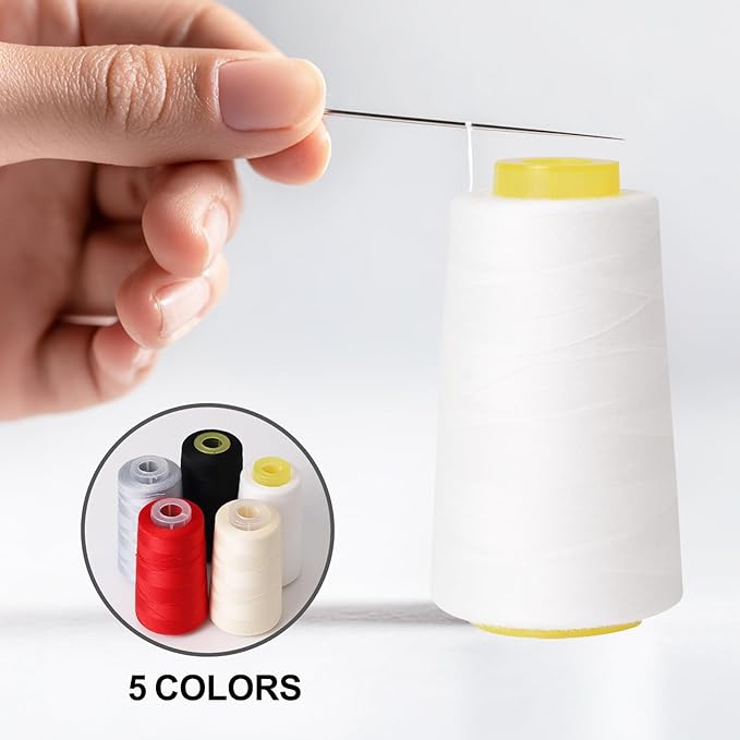 Sewing Thread Cone Set, 3 Pack Serger Thread, 3000 Yards Each, All Purpose Thread for Sewing, Quilting, Machines, Overlock, Merrow & Hand Embroidery (Red*3)