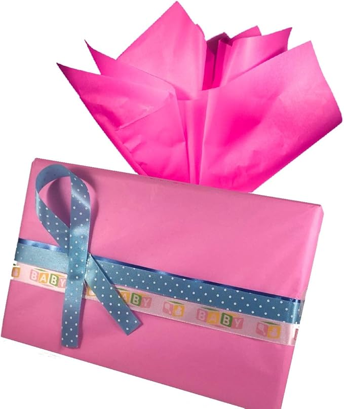 Ocean Tides 300 Sheets (14 x 20 Inches) Christmas Wrapping Paper – Gift Wrapping Tissue Paper Bulk for Crafts, Birthdays, & Holidays – Colored Tissue Papers for Gift Bags & Decorations, Pink