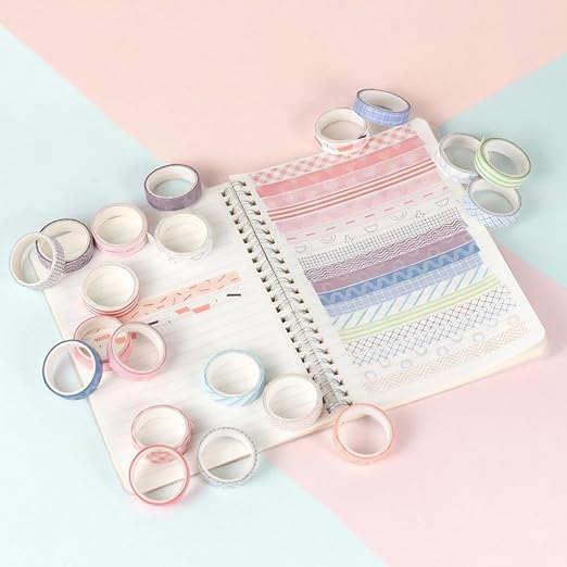 20 Rolls Washi Tape Set, Mixed Pattern Decorative Tapes for Journals, Scrapbooking, Gift Wrapping, Decor & Crafts (Macaron)