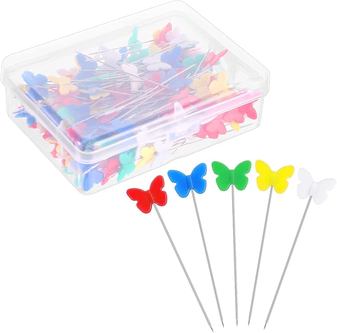 200 Pcs Flat Head Straight Pins, Sewing Pins Quilting Pins for Sewing DIY Projects Dressmaker Jewelry Decoration (Butterfly)