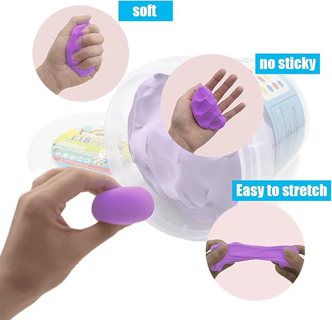 Air Dry Modeling Clay 10.5 oz Ultra Light Soft Magic Clay DIY Moulding Dough Primary Colors for Adults Kids Art Craft Kit Purple