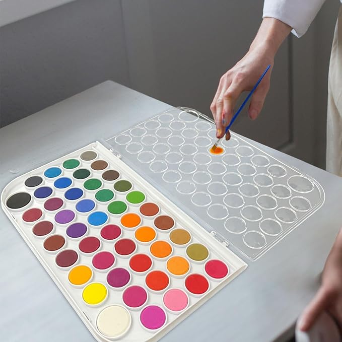 48 Colors portable Watercolor Paint Set ，Reusable Watercolor Paint and Palette with a Brush ，Travel Painting Set for Artists, Amateur Hobbyists and Painting Lovers