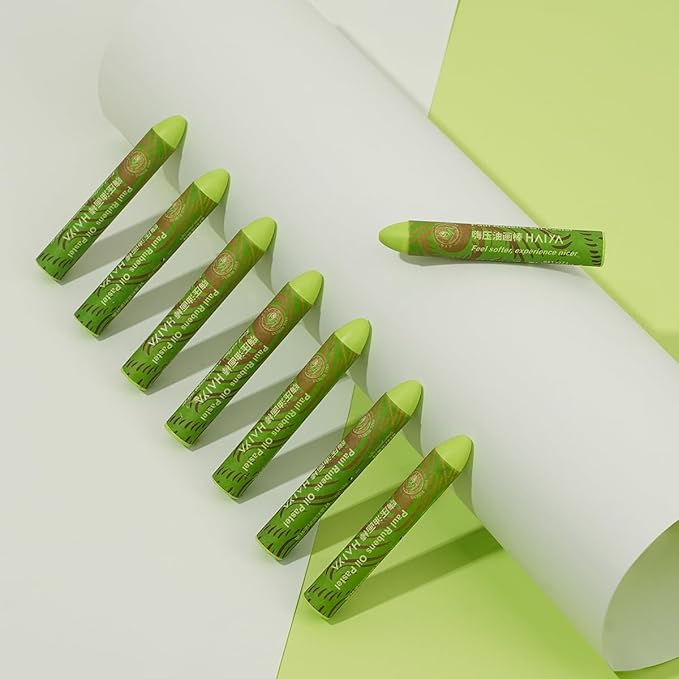 Paul Rubens Green Yellow Oil Pastels (8 Pack) - Ultra-Creamy & Blendable, Bullet Tip for Precision - Premium Art Supplies for Drawing, Sketching & Painting - Ideal for Artists, Students & Beginners