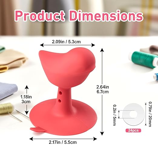 2-Pack Bird-Shaped Ruler Grippers + 24pcs Non-Slip Silicone Grip Dots | Ideal Quilting Ruler Upgrade Kit | Suction Cup Fits Most Non-Slotted Rulers/Templates