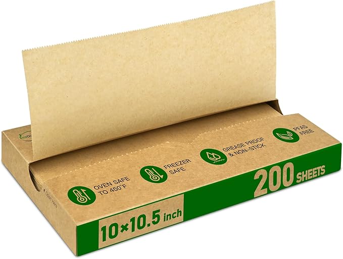 EcoDispose Precut POP UP Deli Paper Sheet Pack of 200, Interfolded Heavy Paper for Food Wrap and Serving (10" x 10-1/2", Kraft）
