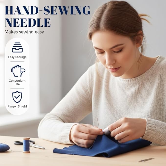 40 PCS Big Eye Steel Sewing Needles Kit, 7 Sizes Stainless Steel Needles for Hand Sewing, Embroidery Knitting Sewing Sharp Needles with Threader Sewing Supplies Sewing Tool Set (40 PCS)