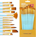 Transon Art Painting Brush Assorted Set of 12 for Acrylic Watercolor Gouache Hobby Painting