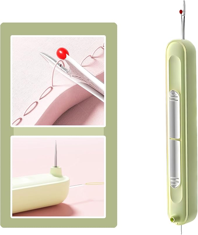 Upgraded 2 in 1 Automatic Needle Threaders Seam Ripper,Quilting Supplies Sewing Kit,Quick Sewing Machine Loop Needle Threaders (1PCS-Green)