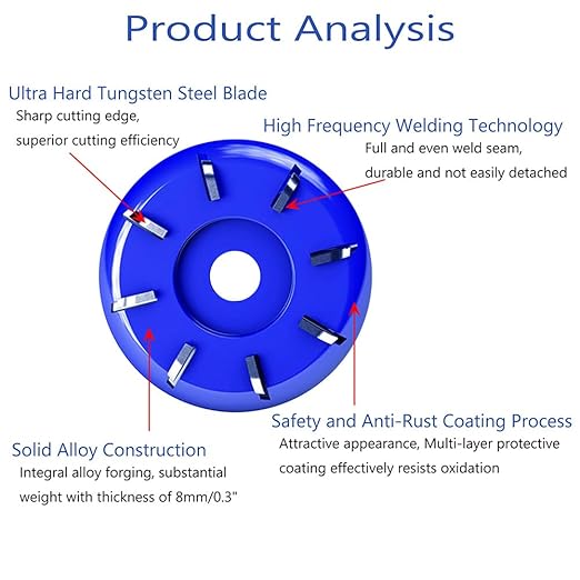 Wood Turbo Carving Disc 8 Teeth for Angle Grinder 4 or 4 1/2" with 5/8" Arbor Upgraded, DIY Wood Carving Tools Cutting Wheel for Fast Shaping(8 Arc Blade)