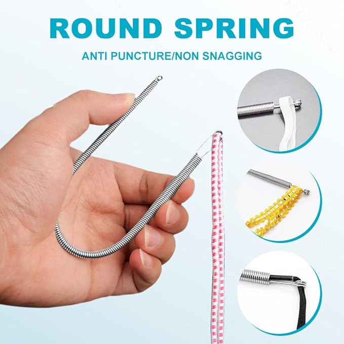 2 PCS Spring Drawstring Needle Threader,DIY Rope Threader Clip,Drawstrings Replacement with Easy Threaders,Drawstring Threader Tool Set,for Drawstring Replacement for Hoodies,Pants