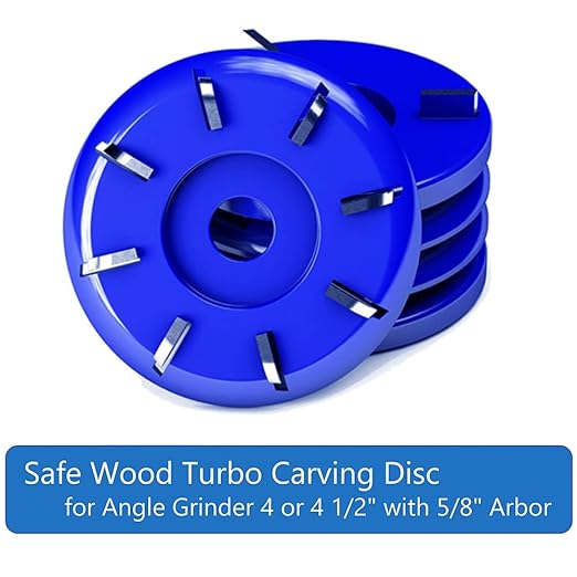 Wood Turbo Carving Disc 8 Teeth for Angle Grinder 4 or 4 1/2" with 5/8" Arbor Upgraded, DIY Wood Carving Tools Cutting Wheel for Fast Shaping(8 Arc Blade)