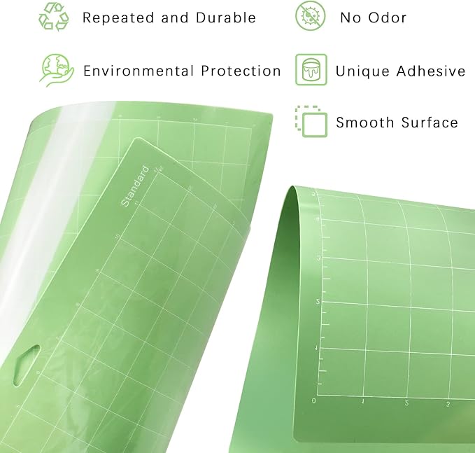 Gwybkq Cutting Mat 12x24, Compatible With Cricut Maker 3/Maker/Explore 3/Air 2/Air/One 4 Pack Standard Green Grip Adhesive Sticky Cut Mats Replacement Accessoriss