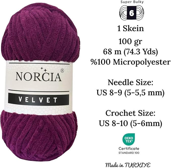 Soft Velvet Yarn Chenille for Crocheting Super Bulky 13x00g (3x74.3 yds) Baby Blanket Yarn for Knitting Amigurumi