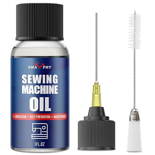 SMAPHY Sewing Machine Oil with Oil Applicator and Dual-Ended Brush, Clear Machine Oil for Lubrication of All Sewing Machine Moving Parts