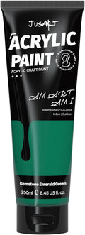 JusArt Green Acrylic Paint,Emerald Green Tubes（250ml /8.45 oz, Non-Toxic & Rich Pigment Craft Paints for Canvas Painting, Wood, Fabric, Stone, Ceramics, Art Supplies for Artists, Adults