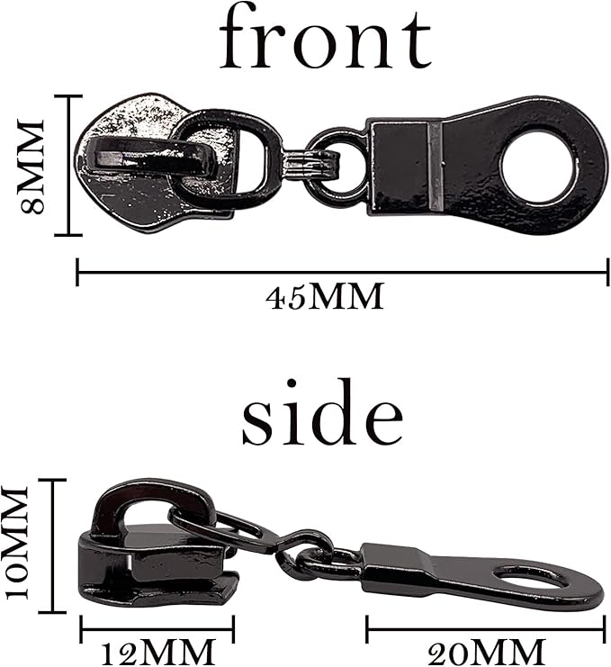 Sawoake 50PCS #5 Black Metal Handle for Nylon Coil Handle Charm for Purse Handbag Craft Sewing Luggage Bag Bulk