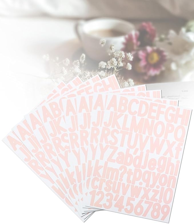 1.5 Inch Letter Stickers, 544 Pieces Alphabet Number Symbol Stickers for Scrapbooking, Sign, Water Bottle, Self-Adhesive Vinyl Letter Sticker Decals for Arts&Crafts - 8 Sheets,Pink