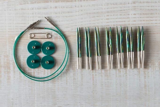 Knit Picks Options 2-3/4" Short Tip Interchangeable Wood Knitting Needle Set (Caspian)