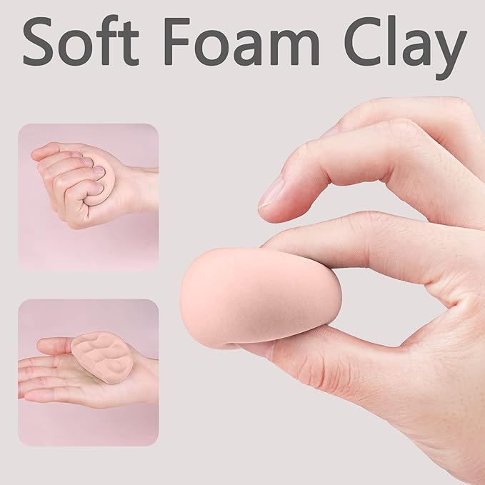 Cutedeer Skin Air Dry Clay, 1.1lb Foam Modeling Clay, Soft Squishy Molding for Kids Adults, Arts & Crafts Project Slime Supplies(1.1lb - 1 Pack, Skin)