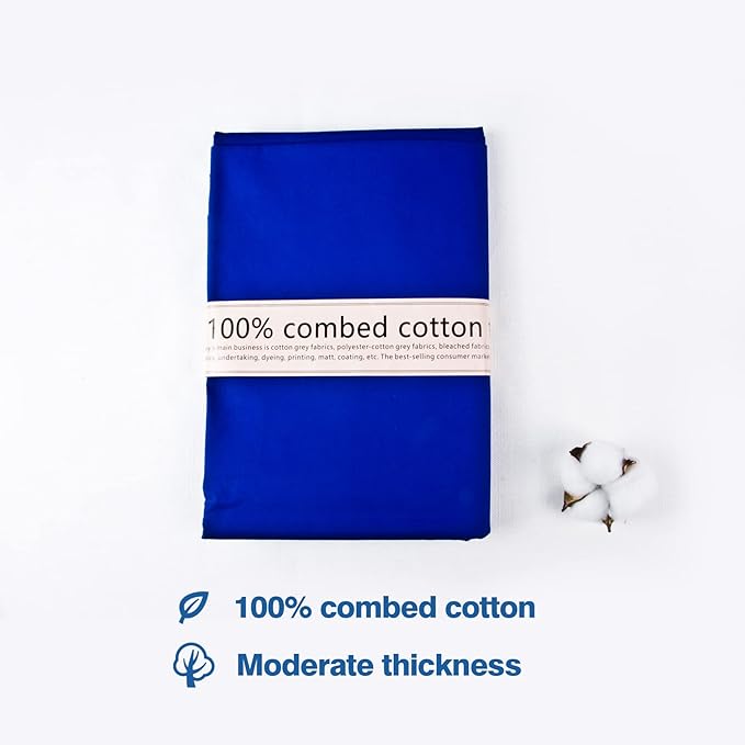 2 Yard Blue Cotton Fabric,Natural Cotton Poplin Fabric by The Yard, 59 Inches Wide 100% Cotton Fabric,Soft Embroidery Muslin Quilting Material for Sewing Material Apparel Cloth