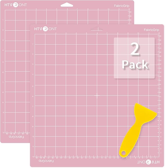 HTVRONT Fabric Grip Cutting Mats, 2 Pack Cutting Mat 12x12 Compatible with Cricut Maker 3/Maker 4/Maker/Explore 3/4/Air 2/One, Fabric Adhesive Sticky Quilting Cutting Mats Replacement Accessories
