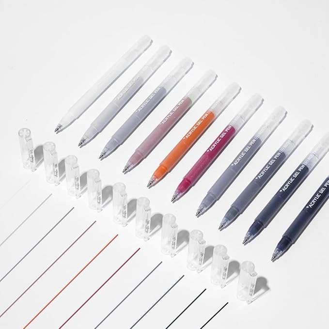 ROSYMENG 10 Colors Acrylic Gel Pens Set, Big-Capacity Ink Acrylic Paint Pen for Adults Coloring Books, Waterproof Paint Markers for Canvas, Rock, Wood, Drawing Doodling, Ceramic, Fabric, DIY Crafts