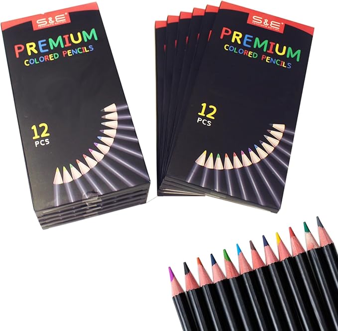 S & E TEACHER'S EDITION Colored Pencils 144Pcs, Pre-sharpened Super Soft Core Lead Coloring, Colored pencils,In Drawing Pencils, Woodcase Lead Pencils, Christmas Gifts