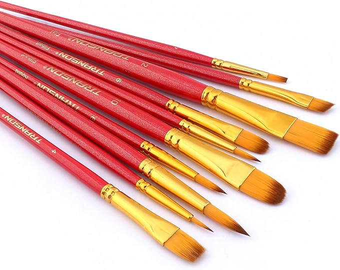 Transon 20pcs Artist Painting Brush Set for Acrylic Watercolor Gouache Hobby Craft Face Rock Painting