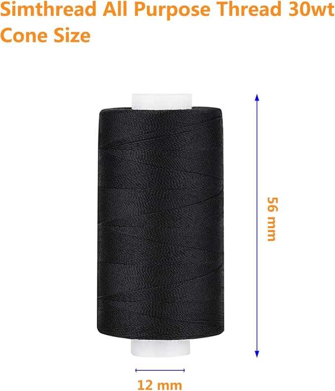 All Purpose Thread Polyester 6 Black, 400 Yards Each with 16 Needles for Hand Sewing, and Thread for Quilting Piecing Sewing Machines