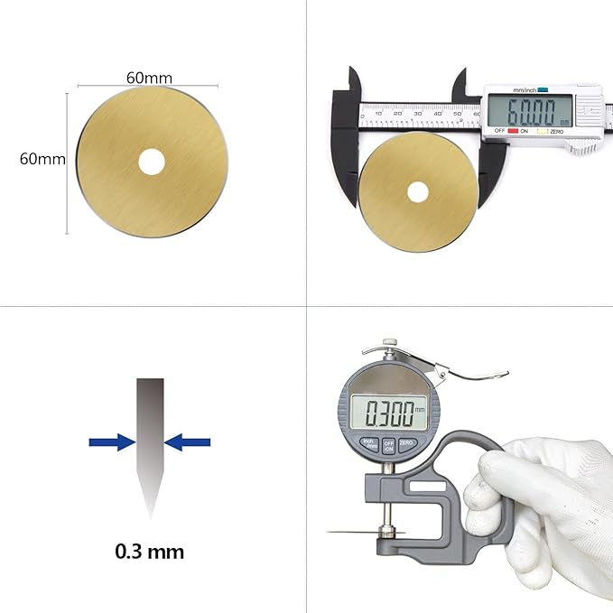 HEADLEY TOOLS Titanium Coated 60mm Rotary Cutter Blades 10 Pack Fits Olfa, Fiskars, Replacement Rotary Blade for Arts Crafts Sewing