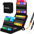 Dual Brush Pens, Markers Adult Coloring Book,100 Colors Art Pens with Fine Point Markers and Brush Tip for Adult Kids Drawing (Black Set)