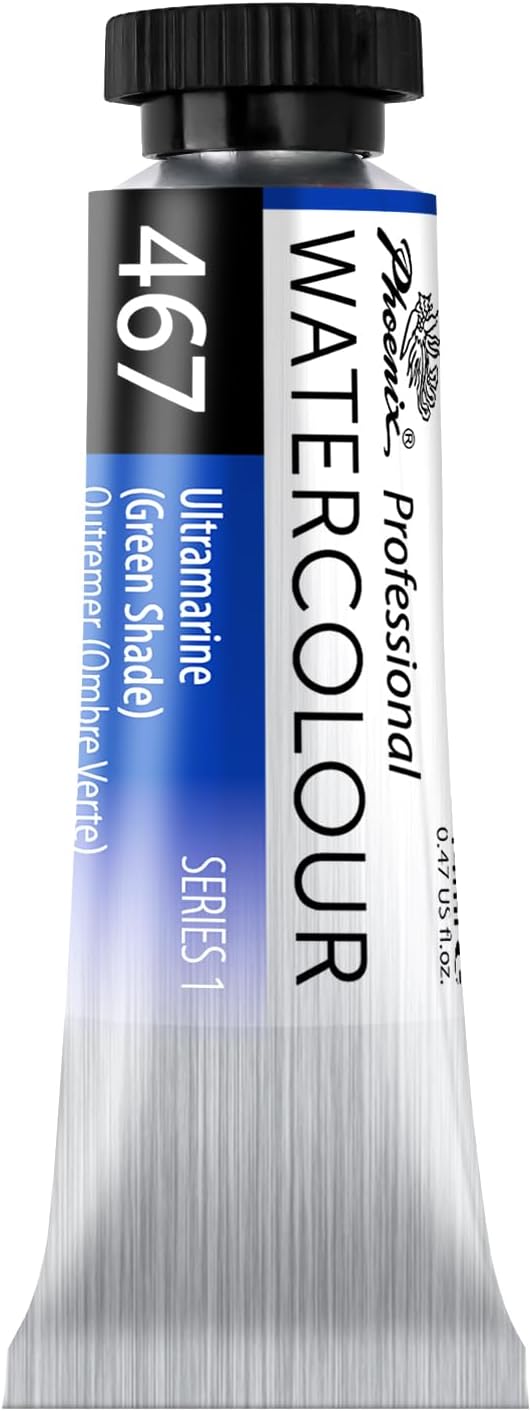 PHOENIX Professional Watercolor Paint Single Tube - 0.47 Fl Oz / 14ml - Ultramarine(Green Shade)