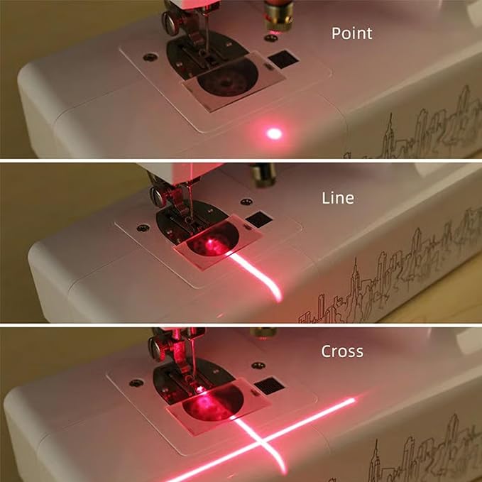 Magnetic Positioning Quilting Light for Sewing Machine, Projectable Line/Cross/Dot Projection, for Quilting, Piecing, Topstitching and Precision Sewing (Red-Straight line, 5MW)