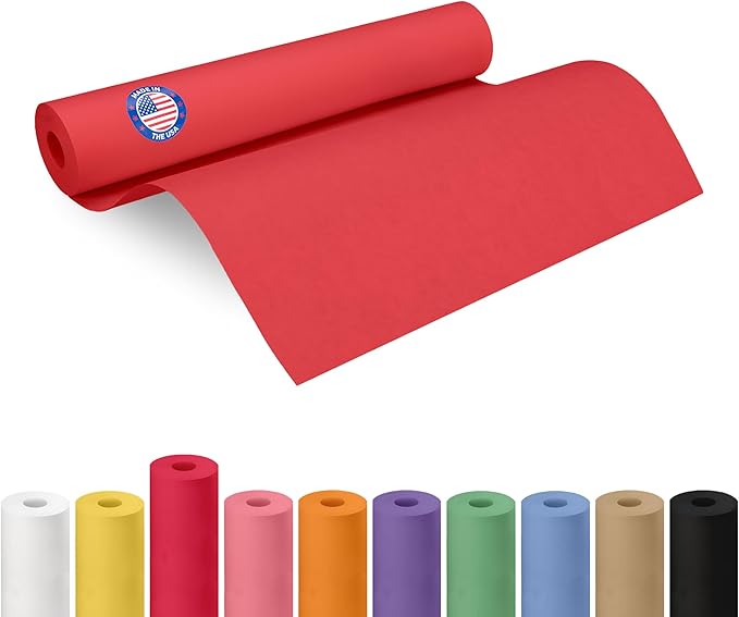 18" x 1200" (100 feet) Red Kraft Paper Roll - USA-Made Quality Craft Paper for Gift Wrapping, Kids' Arts & Crafts, School Projects - Natural Material 50lb Thickness by IDL Packaging