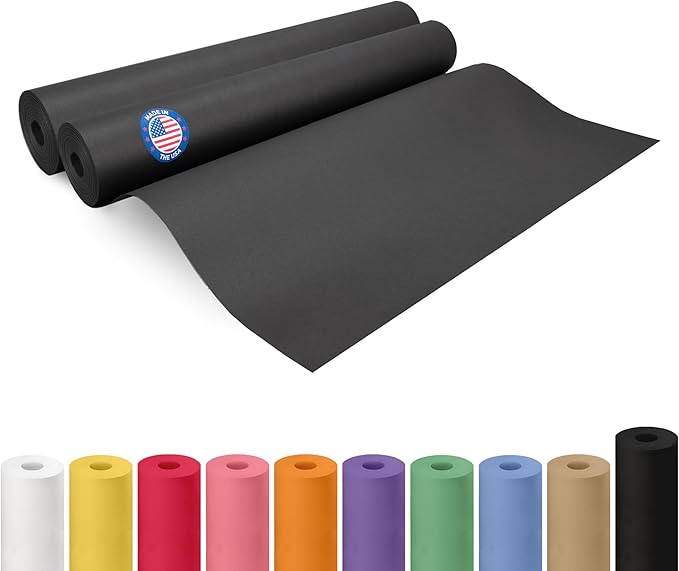 Black Kraft Paper Roll 24" x 2160" (180 feet), Pack of 2 - USA-Made Quality Black Paper 50lb Thickness for Packing, Shipping & Crafts/Arts - 100% Recyclable Natural Wrap Material by IDL Packaging
