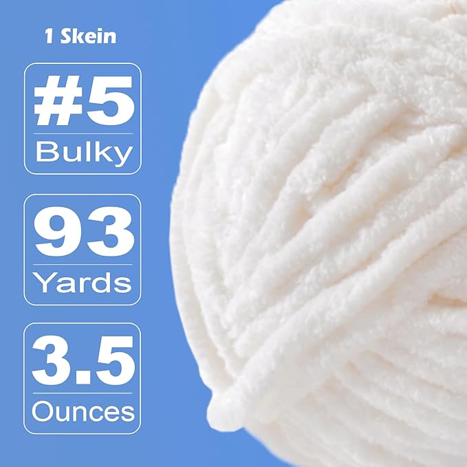 Soft Velvet Yarn Chenille Yarn for Crocheting and Knitting – Bulky (93 Yards/100g) - Polyester - Yarn for Blanket Amigurumi Weaving Crafts (Buttercream, 1 Pack)