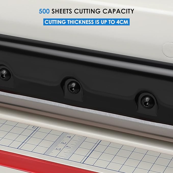 Heavy Duty Paper Cutter, 12" Guillotine Paper Cutter, Cortadora de Papel 400 Sheets Paper Trimmer with Double Safety Protection&Durable HSS Blade for Cutting Paper, Leather, PVC,Non-Woven Fabrics