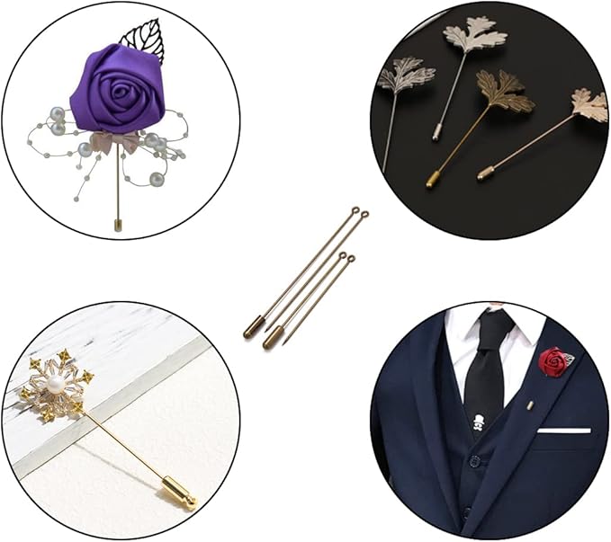 Metal Brooch Stick Pins with Stopper Ends Safety Copper Long Needle Eye Pins for Men Women Suit Tie Hat Scarf DIY Jewelry Accessories, Bronze 20pcs 50mm & 20pcs 70mm