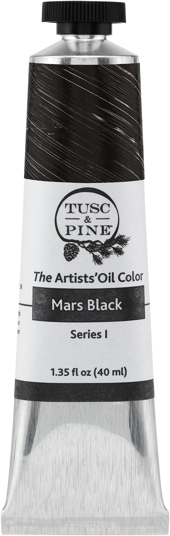 Tusc & Pine Artist Oil Paint - Mars Black, 40 ml, Non-Yellowing, Rich & Creamy Consistency, Maximum Pigment Load, Small Batch Milled Oil Paints Made in the USA for Professional Artists