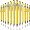 Ballpoint Pen with Stylus Tip, Soft Touch Click Metal Pen, 1.0mm Medium Point, Black Ink, 12 Count(Yellow)