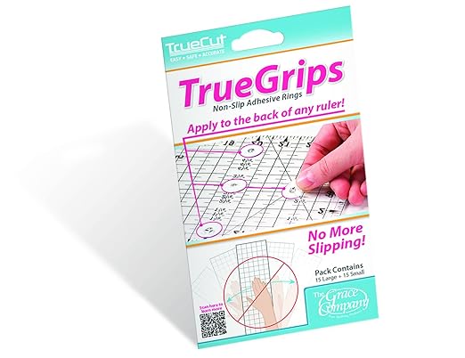 Truecut Quilter’s Ruler & Rotary Cutter Combo– Includes 45mm My Comfort Rotary Cutter, 6.5 x 24.5 Inch Ruler, Ruler Grips, & TrueSharp 2 Rotary Blade Sharpener