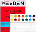 MEEDEN 22-Well Ceramic Watercolor Palette, Rectangle Porcelain Artist Paint Palette, 7.6'' × 5.5'' Ceramic Mixing Tray for Gouache, Watercolor, Acrylic Painting